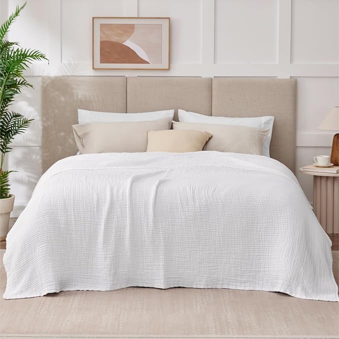 100% Cotton Muslin Blanket Queen 90" x 90", 6 Layers Breathable and Lightweight - Image 7