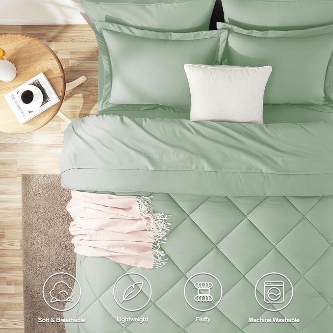 CozyLux Twin XL Comforter Set Sage Green - Image 2
