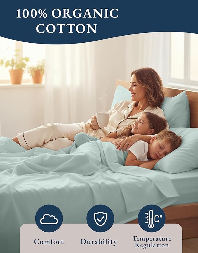 LANE LINEN 100% Organic Cotton Bed Sheets Extra Long Twin, Soft & Comfy Fully - Image 6
