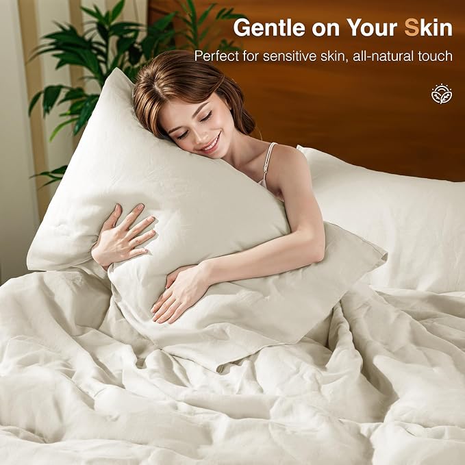 SONORO KATE 100% French Linen Duvet Cover Queen Size, Soft Breathable - Image 6