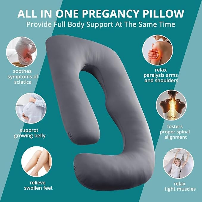Sasttie Pregnancy Pillows for Sleeping, Jumbo U Shaped Cooling Full Body Pillow - Image 6