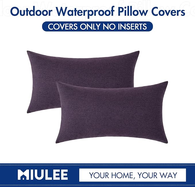 MIULEE Pack of 2 Decorative Outdoor Solid Waterproof Throw Pillow Covers Faux - Image 5
