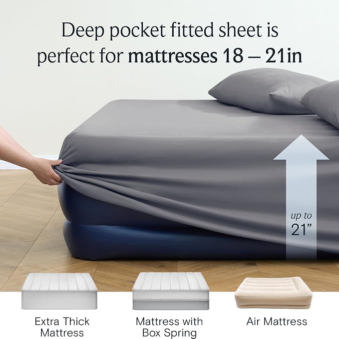 LuxClub 4 PC Full Size Sheet Set Bed Sheets Deep Pockets 18" Wrinkle Free - Image 7