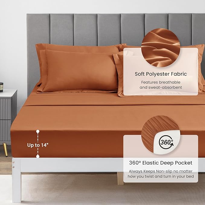 Love's cabin Full Comforter Set Terracotta, 7 Pieces Full Bed in a Bag - Image 4