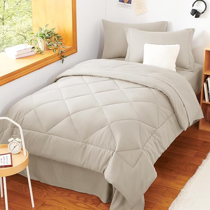 CozyLux Twin XL Comforter Set Beige - Image 7