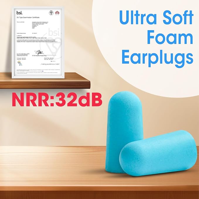 AZEN 300 Pairs Ear Plugs, NRR 32dB Soft Foam Ear Plugs - Image 2