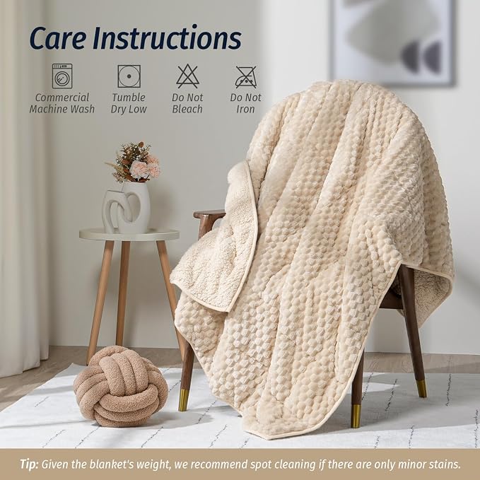 Wemore Fleece Weighted Blanket for Adults, Dual Sided Cozy Soft Sherpa Heavy - Image 6