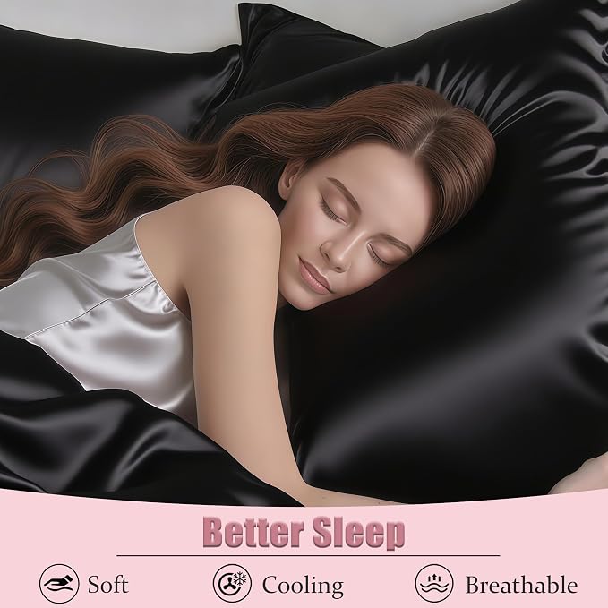 Mulberry Silk King Size Pillow Cases Set of 2, Ultra Smooth Soft Breathable - Image 4