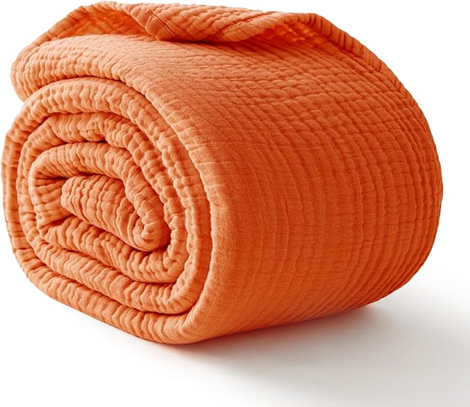 100% Cotton Muslin Blanket Twin 66" x 90", 6 Layers Breathable and Lightweight by Kozyhvn