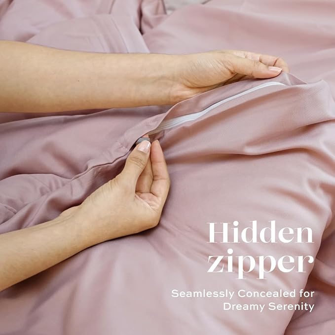 White Classic Pink Duvet Cover Queen Size, Microfiber Duvet Cover - Image 6