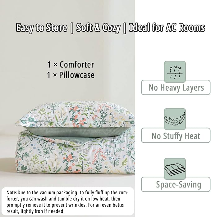 LEMIROE Floral Cotton Comforter Twin Size - Image 7