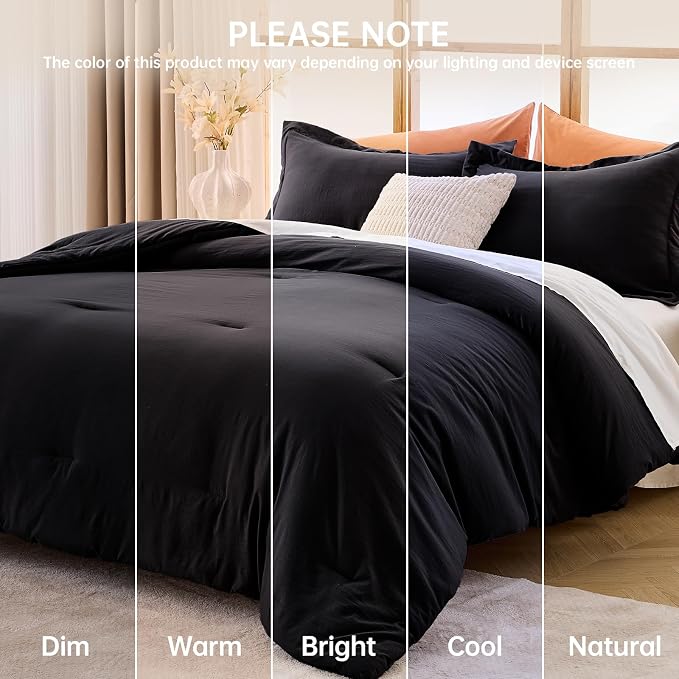 MUXHOMO Black Full Comforter Sets, All Season Ultra Soft Down Alternative - Image 9