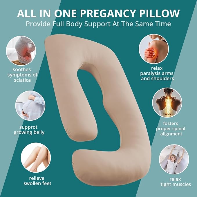 Sasttie Pregnancy Pillows for Sleeping, U Shaped Cooling Full Body Pillow - Image 7