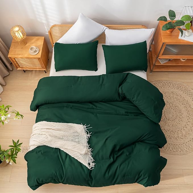 weigelia Queen Comforter Set Boho Emerald Green Comforter - Image 3