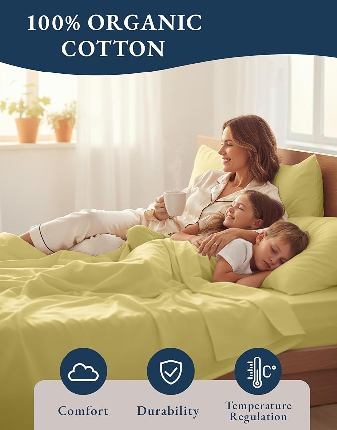 LANE LINEN Eco Friendly 100% Organic Cotton Fully Elasticized Twin XL Sheet Set - Image 6