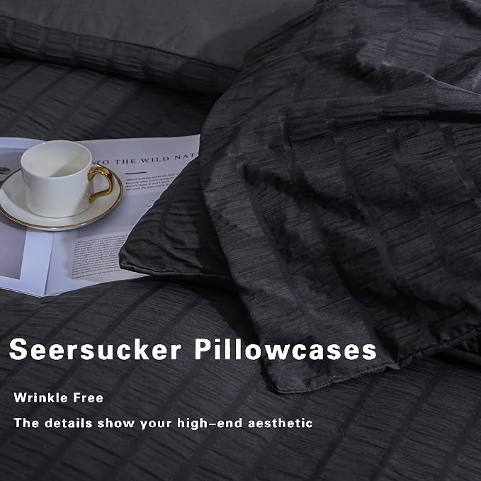 AveLom Seersucker Duvet Cover Set Full Size, 3 Pieces, Textured Duvet Cover - Image 5
