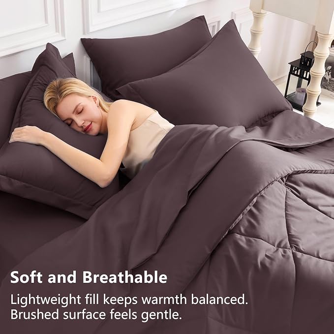CozyLux Full Size Comforter Sets Cocoa Powder - Image 3
