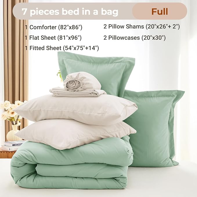 MUXHOMO 7 Pieces Full Comforter Set, Soft Bed in a Bag Full Size, All Season - Image 4