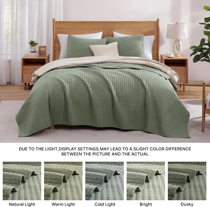 WRENSONGE Sage Green California/Oversized King Size Quilt Bedding Set - Image 5