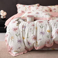 MKXI Garden Floral Duvet Cover Pink Princess Bedding White Aesthetic Duvet by MKXI