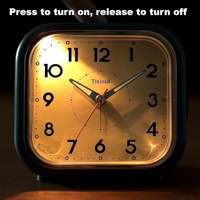 Tinload 4.3" Vintage Retro Analog Alarm Clock, Super Silent Non Ticking Clock - Image 6