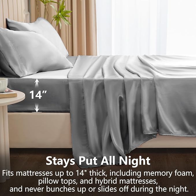 CozyLux Satin Sheets Queen Size Bed Set - Image 4