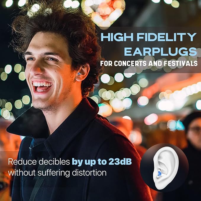 Concert Ear Plugs 2 Pairs, Noise Reduction Music Earplugs - Image 2