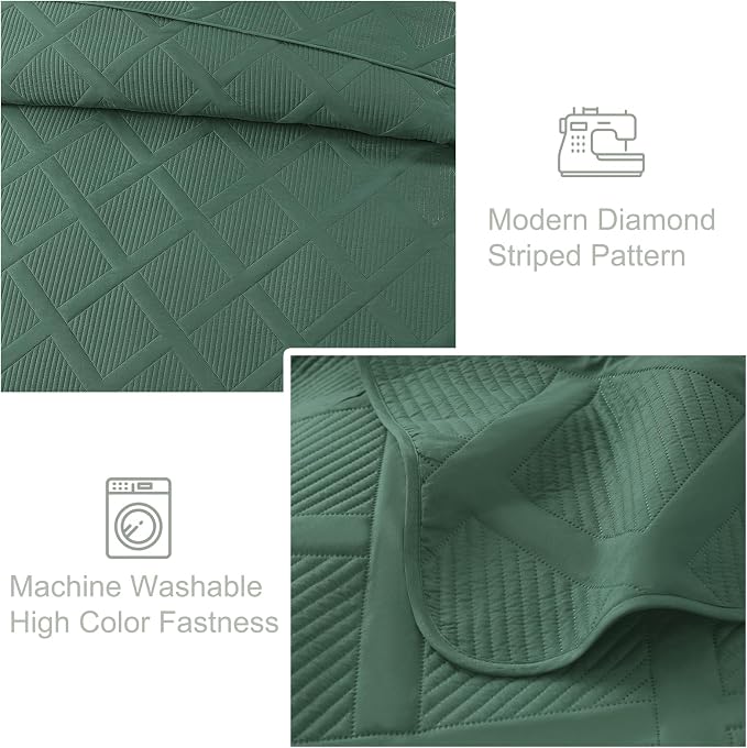 Exclusivo Mezcla King Quilt Set- Green Quilts Bedding Set - Image 5