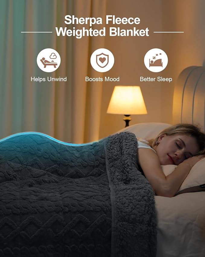 Super Fuzzy Soft Sherpa Fleece Weighted Blanket, 25 lbs Dual Sided Fluffy Heavy - Image 2