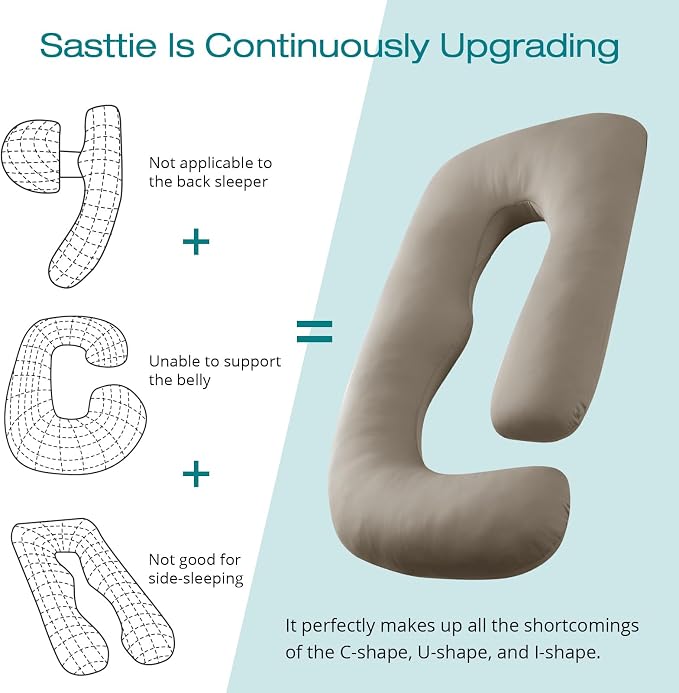 Sasttie Pregnancy Pillows for Sleeping, U Shaped Cooling Full Body Pillow - Image 5