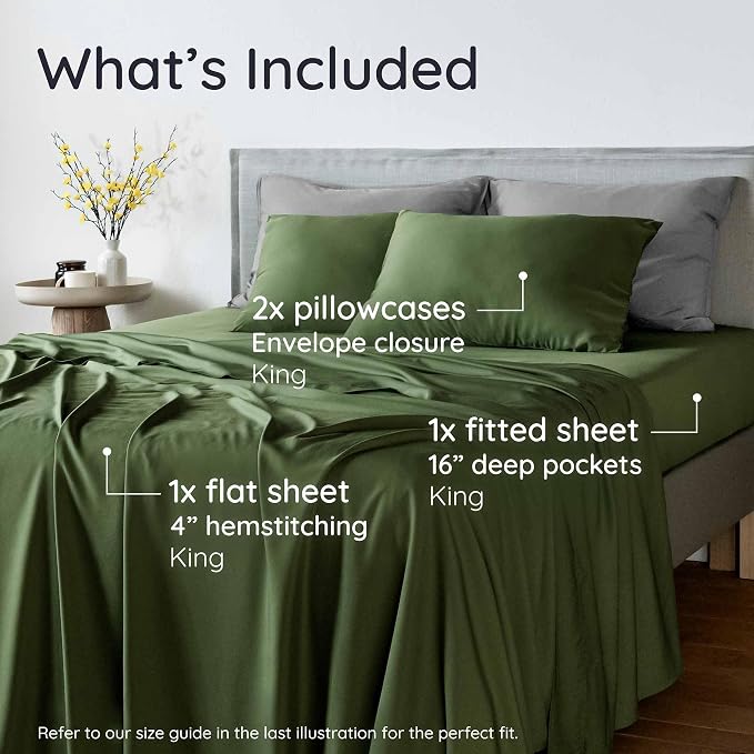 Bambaw 100% Viscose Derived from Bamboo Sheets King Size Set – 4pcs Cooling - Image 2