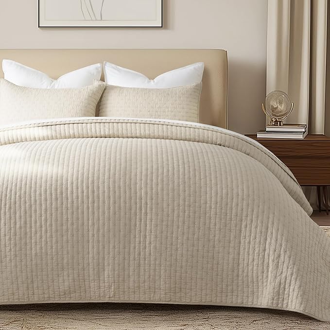 EVERGRACE Cross Stitch Pre-Washed Cotton Quilt Bedding Set Queen Size, - Image 2