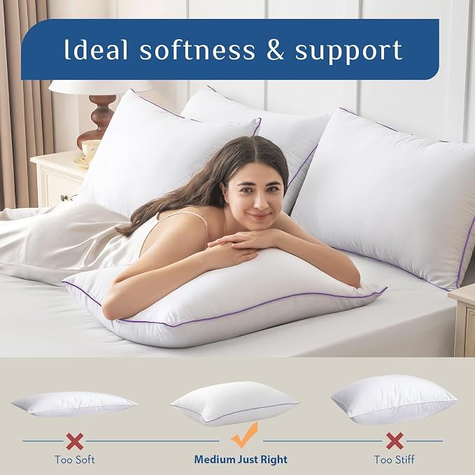 JOLLYVOGUE Pillows King Size Set of 4, Washable Supportive Bed Pillows - Image 5
