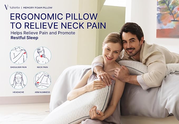 Vaverto Queen Memory Foam Pillow 2-Pack – Cooling Gel-Infused Orthopedic Bed - Image 9