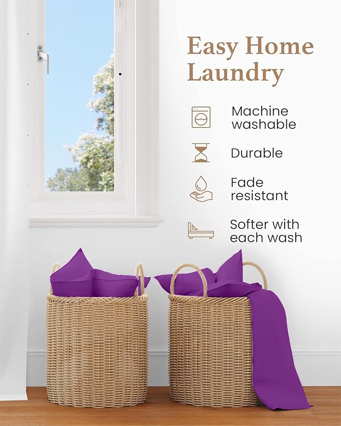 1000 TC Purple King Pillowcases Set of 4 100% Egyptian Cotton Pillow Cases - Image 5