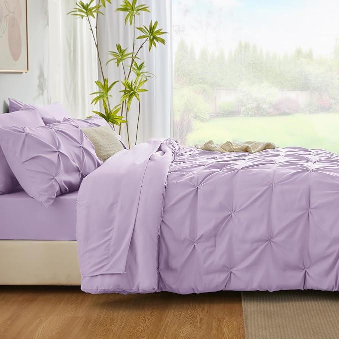 CozyLux King Size Comforter Set Lavender, 7 Pieces Bed in A Bag Light Purple - Image 7