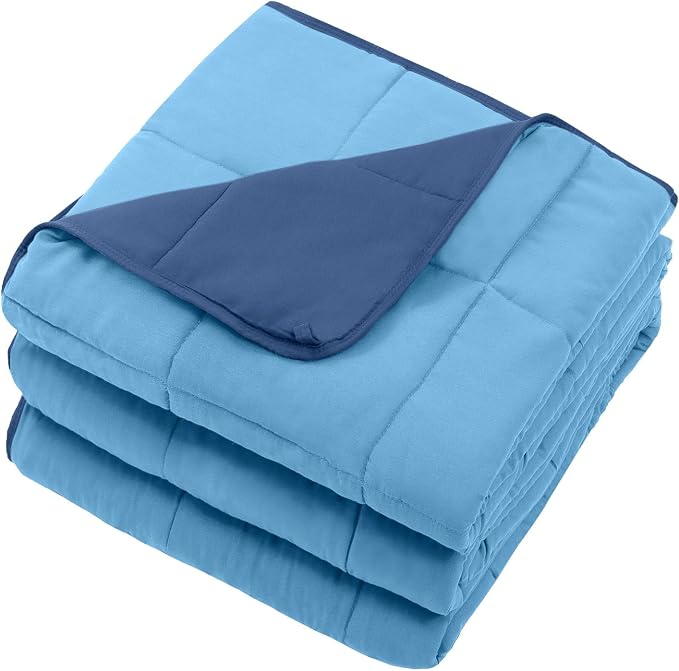 Blue Weighted Blanket for Adults 20lbs, King Size Cooling Heavy Throw Blanket - Image 8