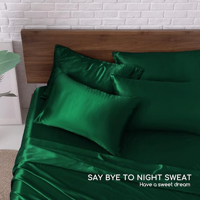MR&HM Satin Bed Sheets, Queen Size Sheets Set - Image 6