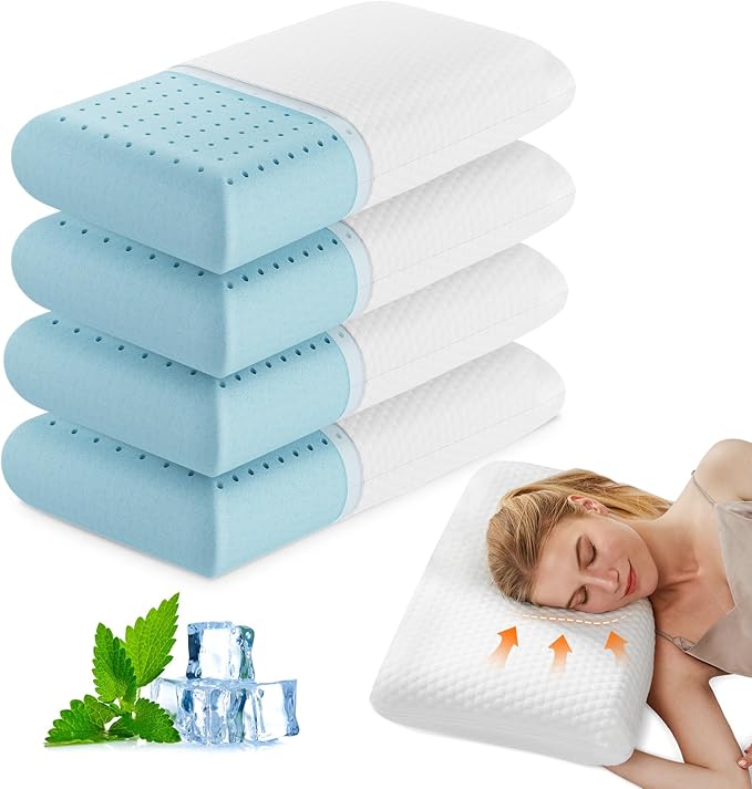 DUMOS Memory Foam Pillows for Sleeping 4 Pack, Bed Pillows for Adults by DumosLifestyle