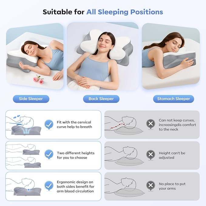 Cervical Neck Pillow, Ergonomic Memory Foam Pillows - Image 6