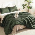 Litanika Twin XL Comforter Set Dark Olive Green, 2 Pieces Extra Long Dorm by Litanika