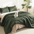 Litanika Comforters Olive Green Oversized King Size, 3 Pieces Lightweight Solid by Litanika