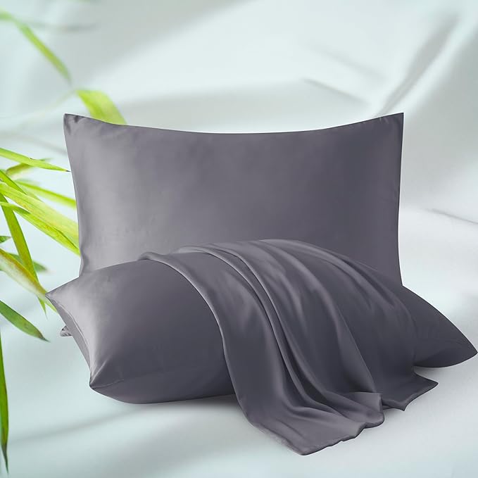 Bamboo Viscose Zippered Pillow Cases Standard Size Set of 2, 400 Thread Count by ZaizaiHome
