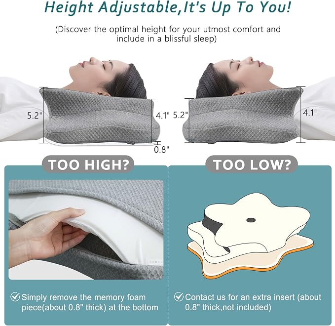 CHxxy Cervical Neck Pillow for Pain Relief Sleeping, Memory Foam Pillows - Image 4