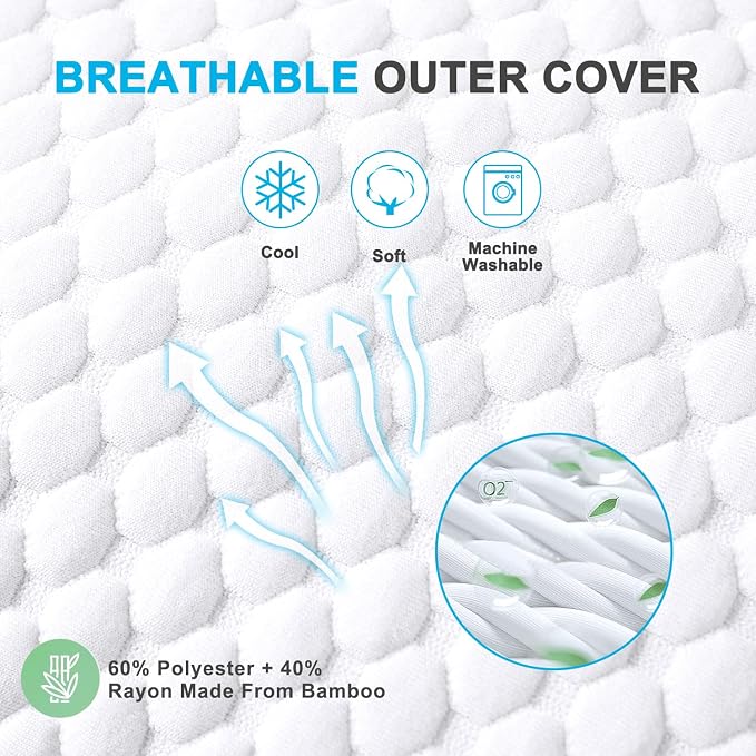 VVZ Cooling Bed Pillows Standard Size Set of 2, Shredded Memory Foam Pillows - Image 6