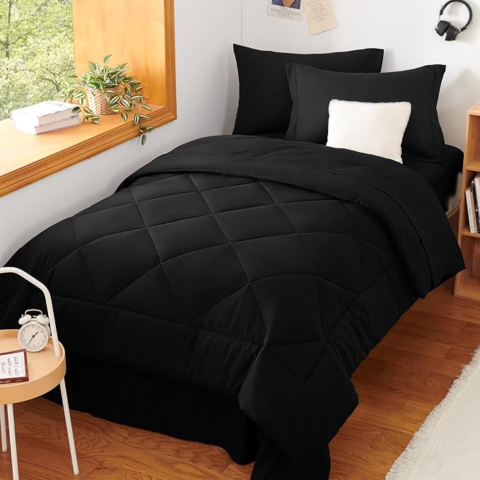 CozyLux Twin XL Comforter Set Black - Image 7
