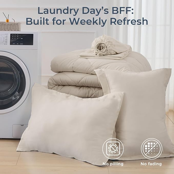 HEVUMYI Beige Tan Twin-XL Comforter Set - Image 7