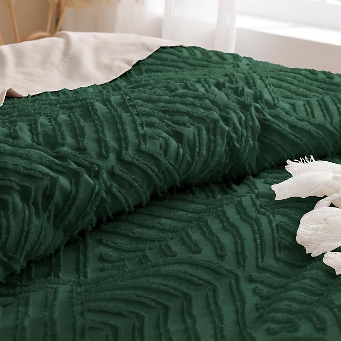 Andency Dark Emerald Green Comforter King Size Set, 3 Pieces Boho Bedding Set & - Image 5
