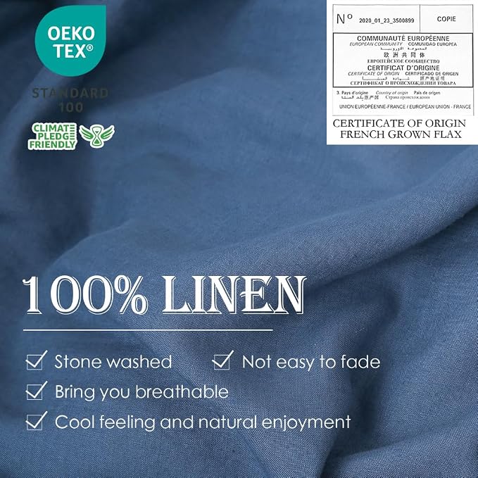 Simple&Opulence 100% Linen Duvet Cover Set 3pcs Basic Style Natural French - Image 2