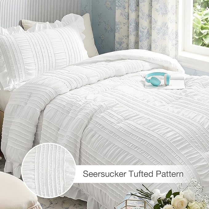 WONGS BEDDING Comforter Full Size, Soft Seersucker Textured Bedding Set Full - Image 4